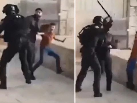 İsrailli asker, Filistinli babayı çocuğunun gözü önünde dövdü